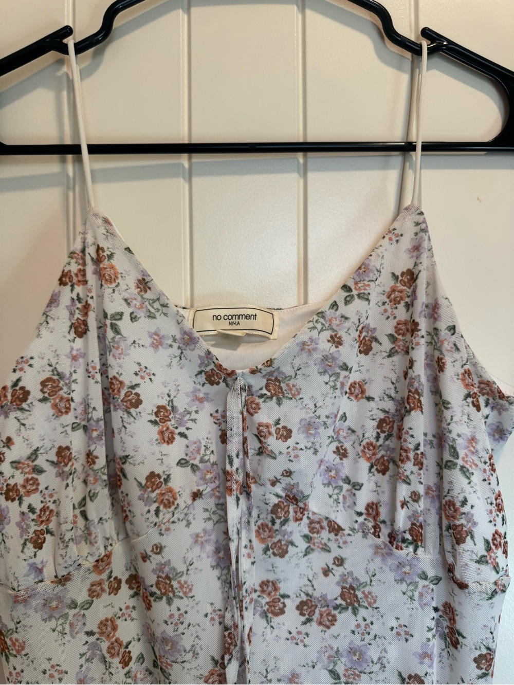 90s style Summer Dress - White with Brown & Pink Floral - Picture 2 of 6